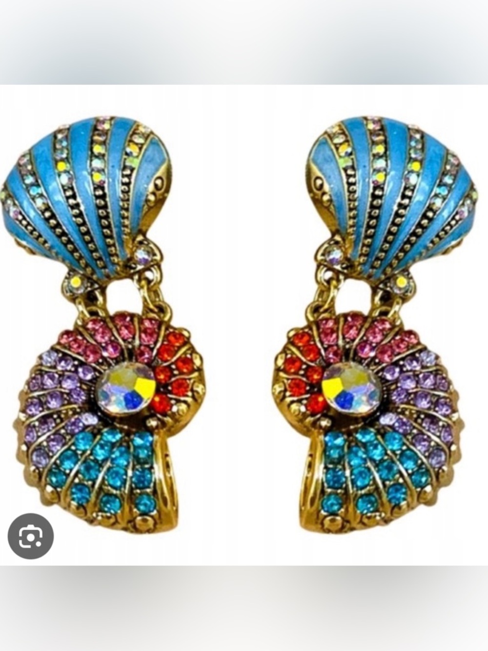 Heidi Daus Nautical Colorful Earrings w/Swarovski Crystals on gold - NWT